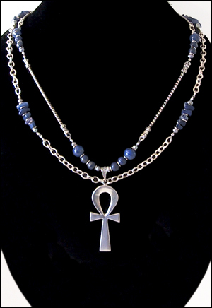 Necklace Lapis Lazuli Ankh Sterling Silver